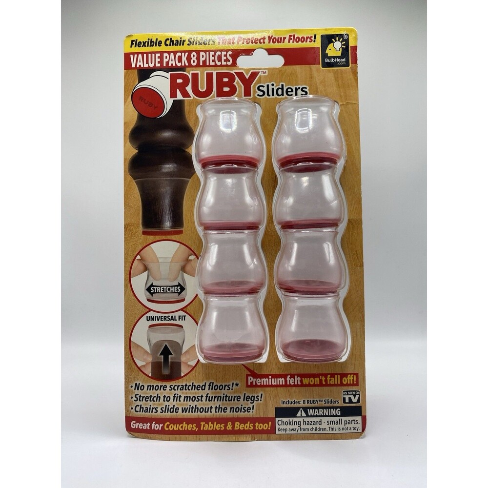 Ruby Sliders - 8 Pieces - Flexible Chair or Leg Sliders Helps Prevent Scratches